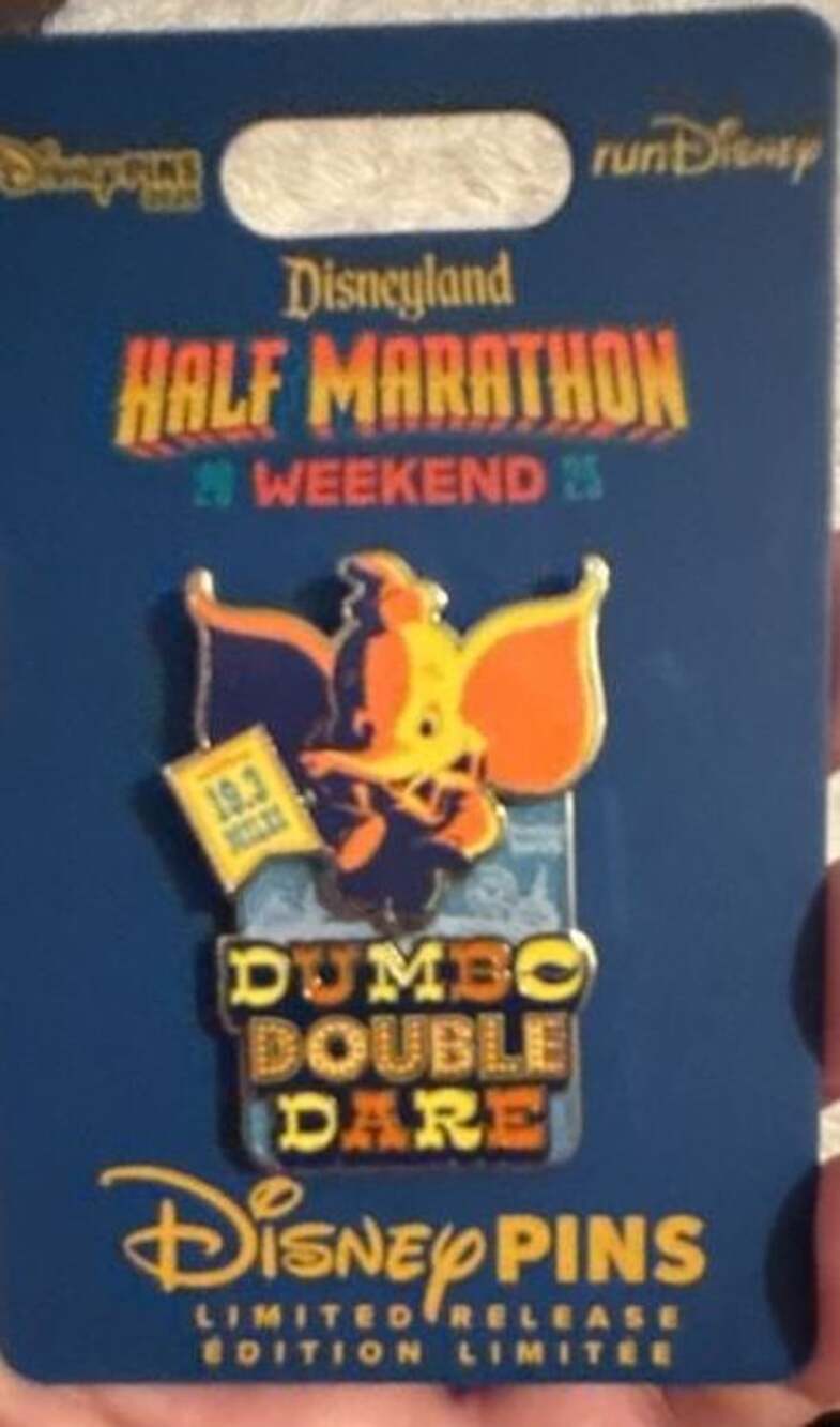 Disneyland 2025 runDisney Half Marathon Weekend Dumbo Double Dare 19.3 Miles Pin